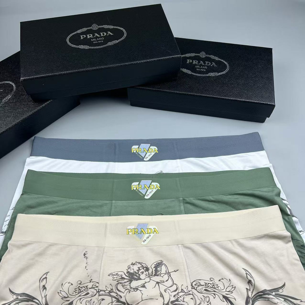 Prada Green Ornamental Fine Line Print Boxer Briefs, image 7