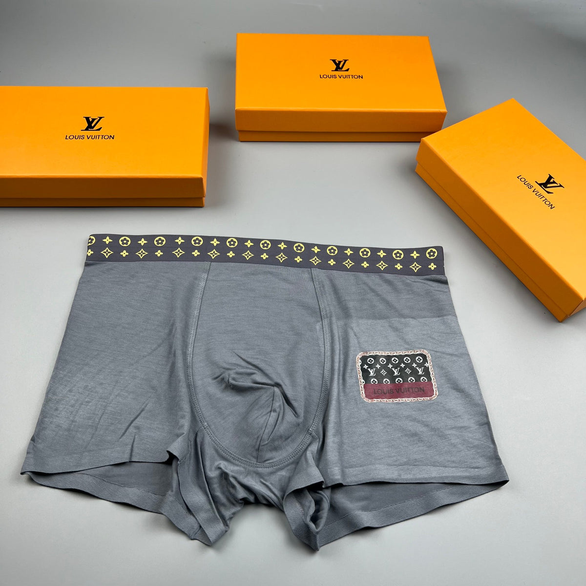 Louis Vuitton Navy Geometric Waist Small Square Patch Boxer Briefs, image 3