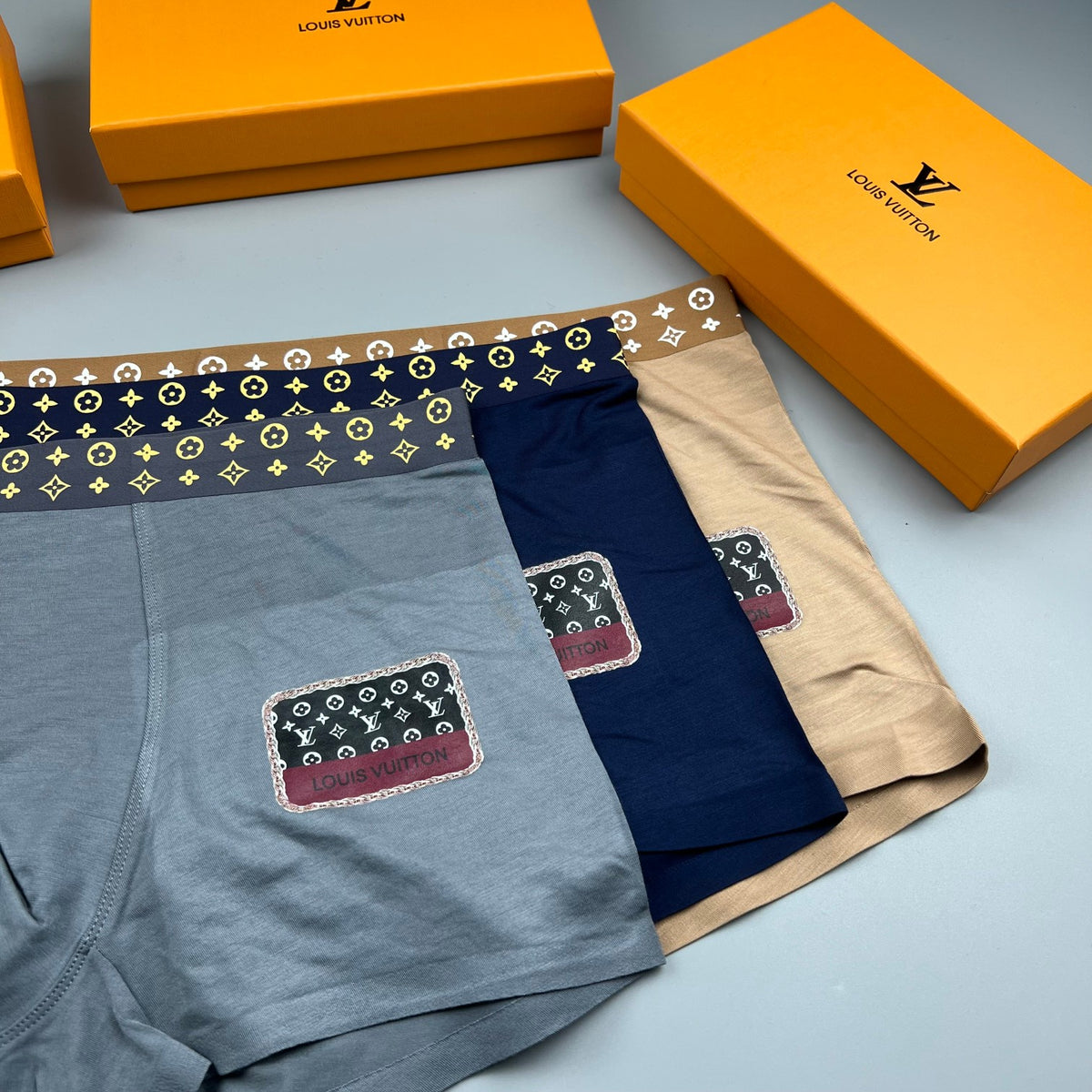Louis Vuitton Navy Geometric Waist Small Square Patch Boxer Briefs, image 7