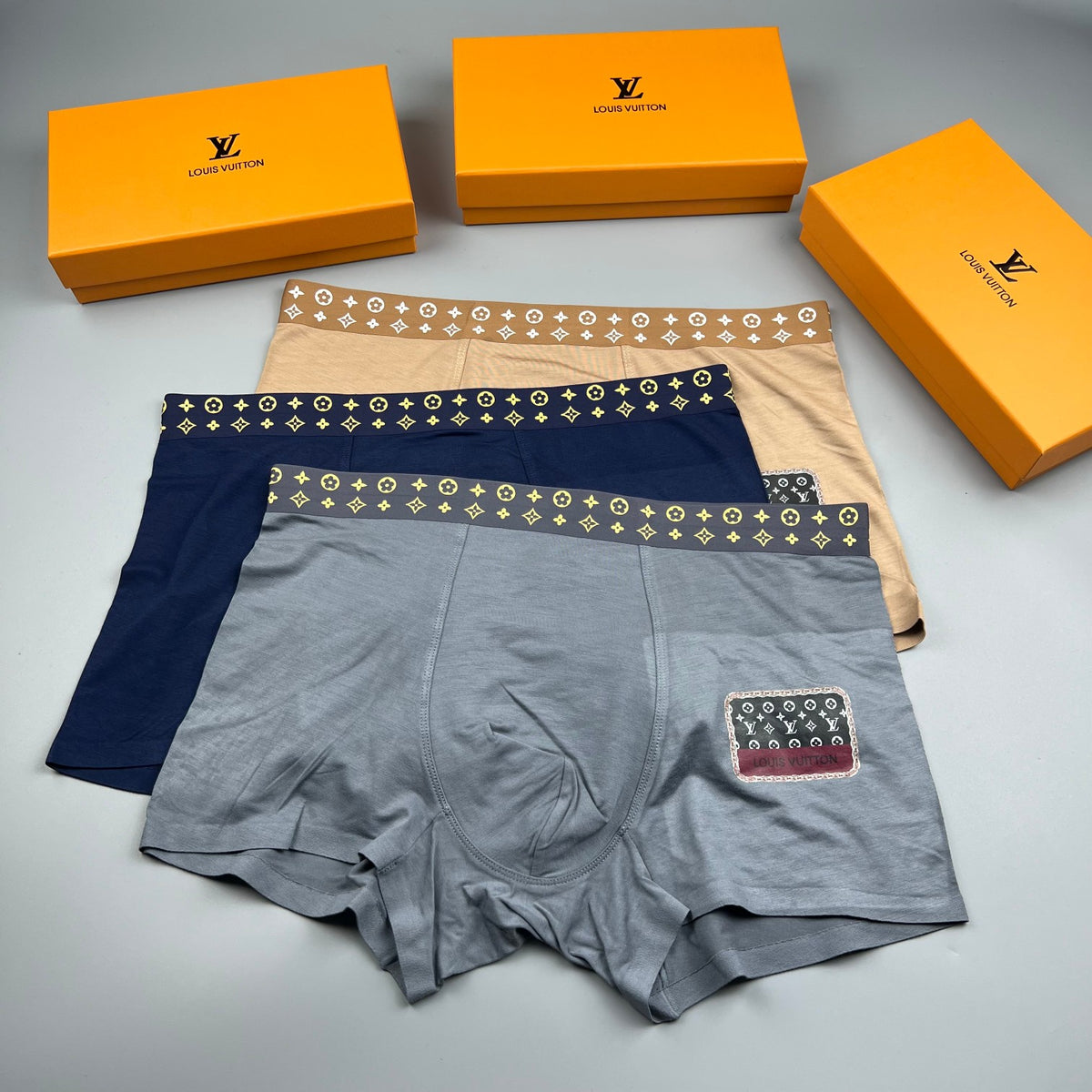 Louis Vuitton Navy Geometric Waist Small Square Patch Boxer Briefs, image 6