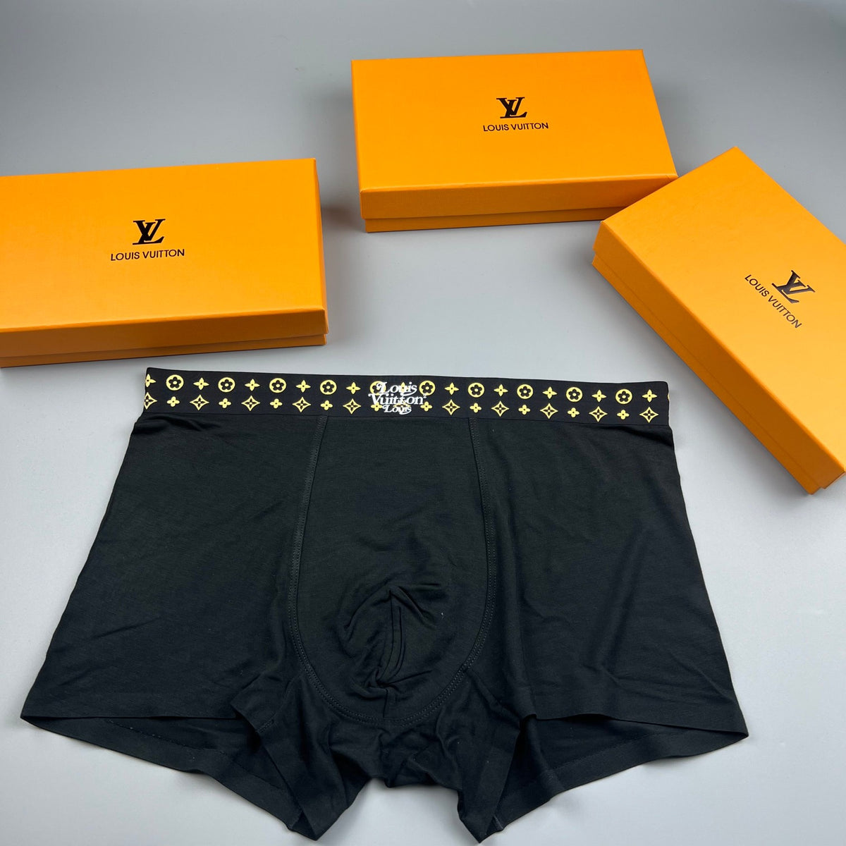 Louis Vuitton Black Small Gold Waist Motifs Boxer Briefs, image 1