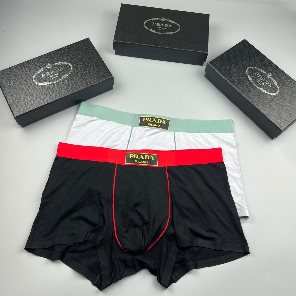 Prada White Mint Gold Waist Patch Boxer Briefs, image 4