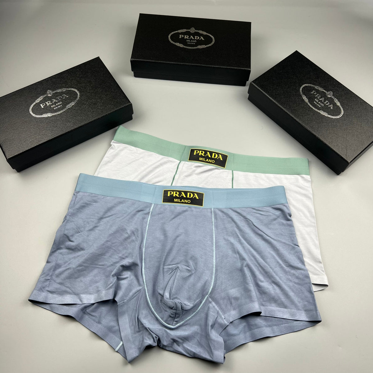 Prada White Mint Gold Waist Patch Boxer Briefs, image 5