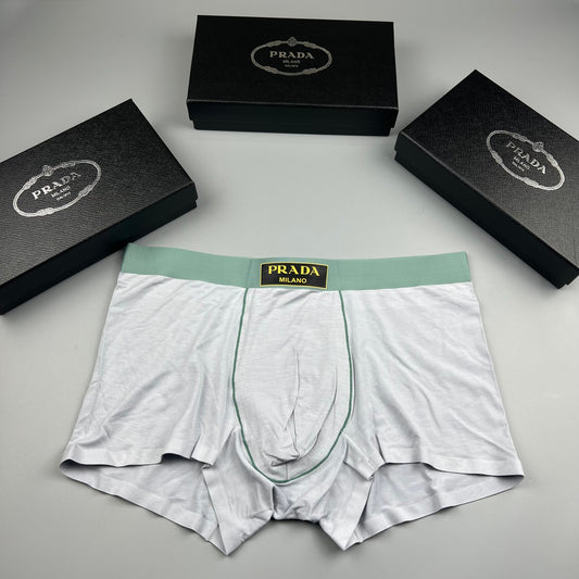 Prada White Mint Gold Waist Patch Boxer Briefs, image 1