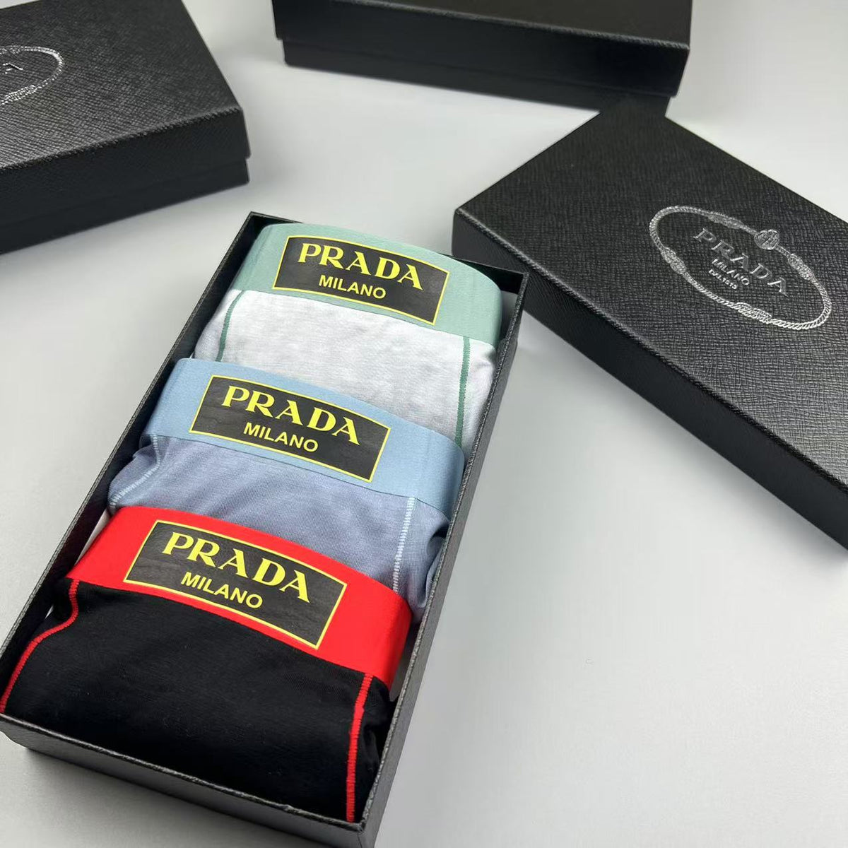 Prada White Mint Gold Waist Patch Boxer Briefs, image 9