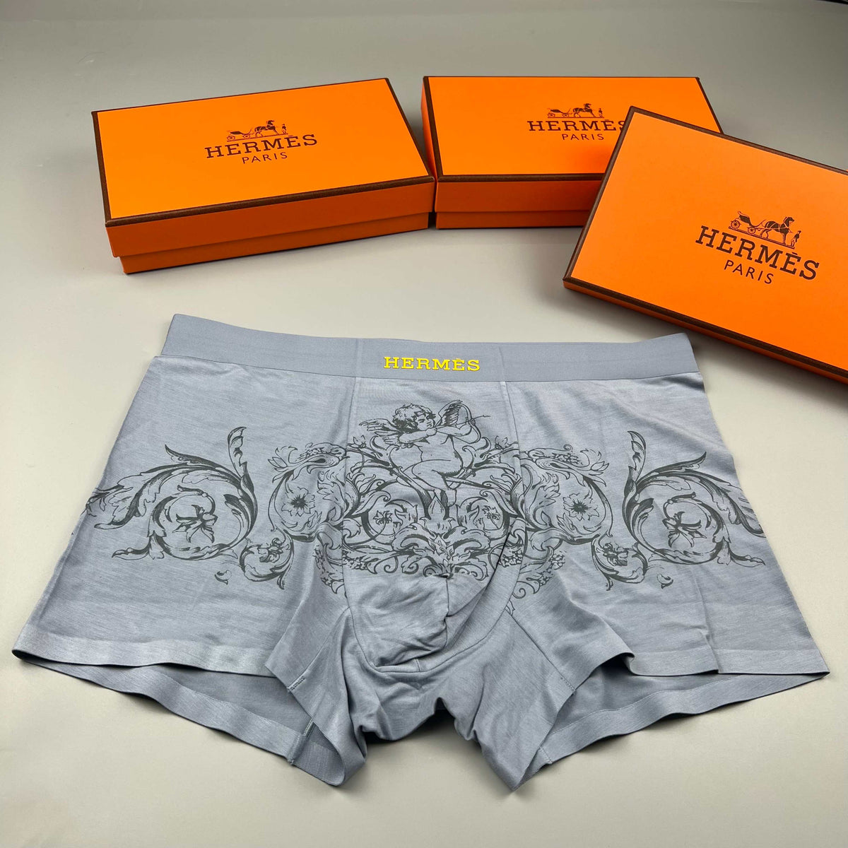 Hermès Green Ornamental Line Pattern Boxer Briefs, image 2