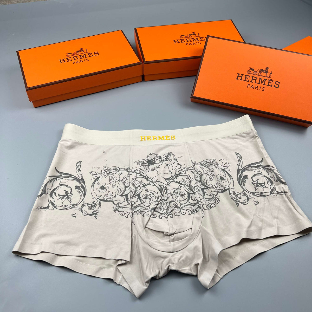 Hermès Green Ornamental Line Pattern Boxer Briefs, image 3