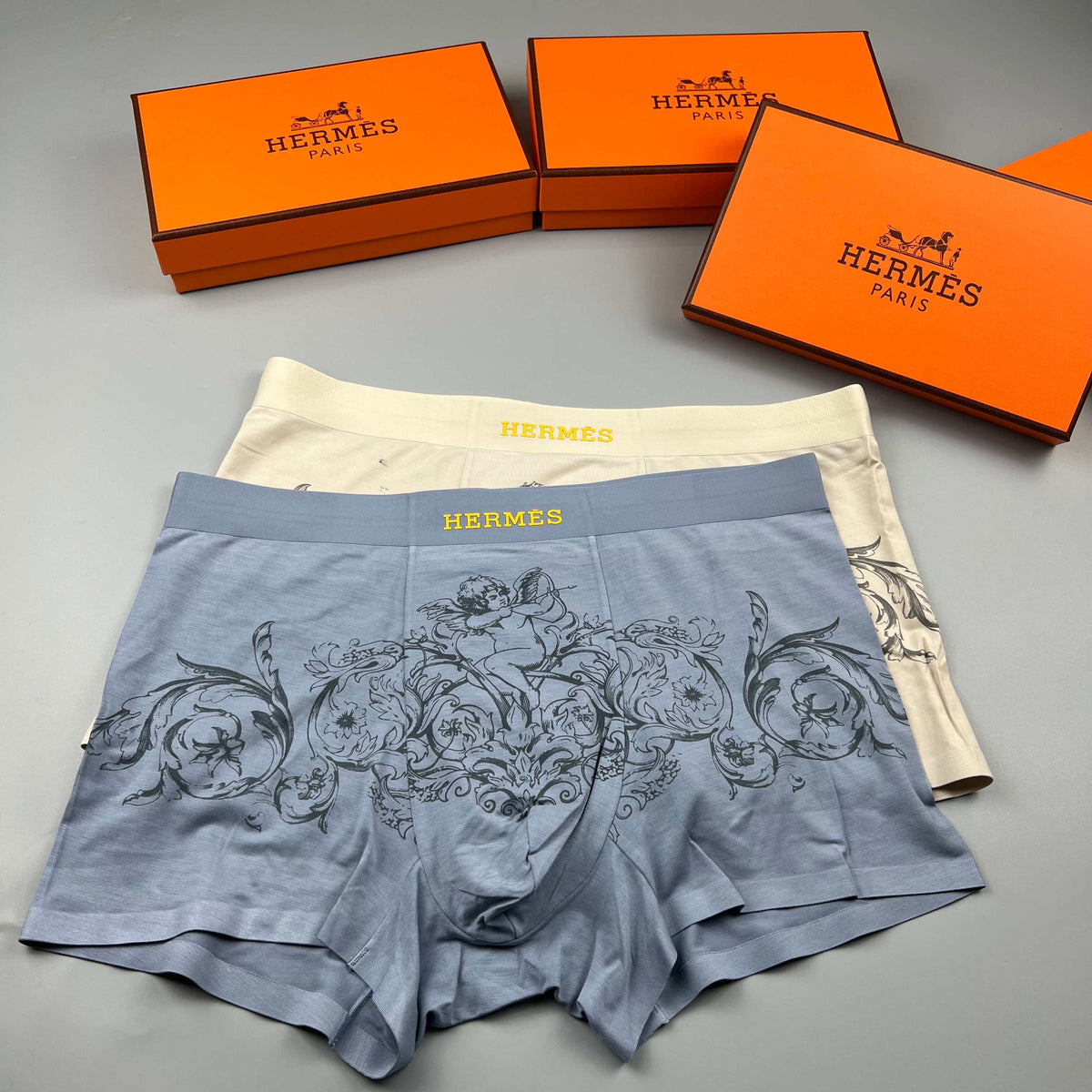 Hermès Green Ornamental Line Pattern Boxer Briefs, image 4