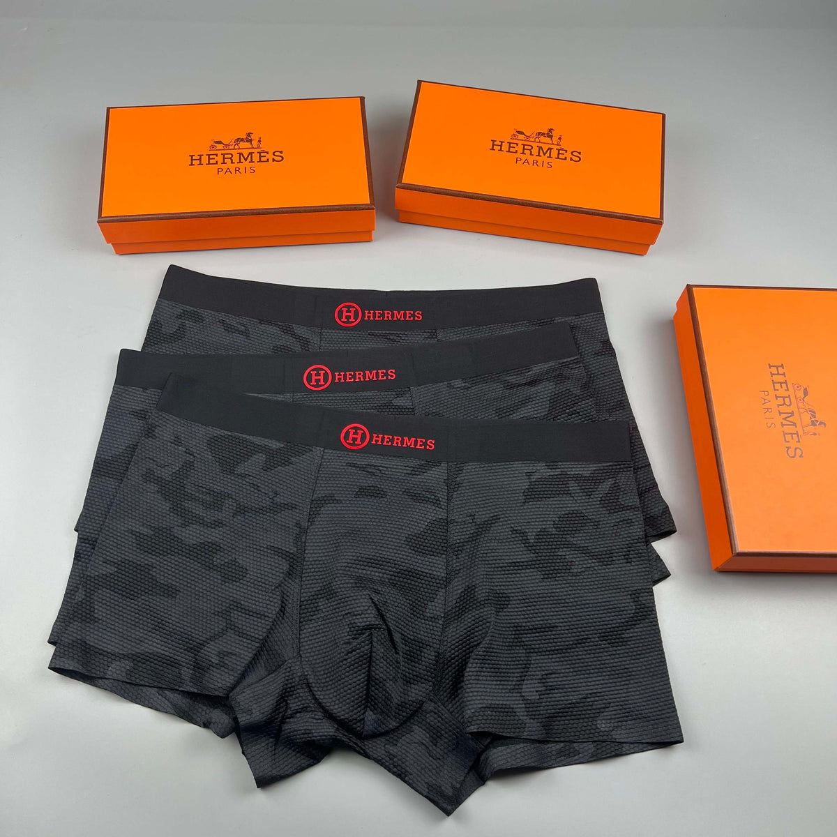 Hermès Black Tonal Camouflage Boxer Briefs, image 2