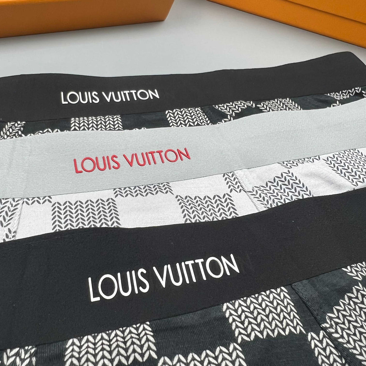 Louis Vuitton Grey White Checkerboard Pattern Boxer Briefs, image 5
