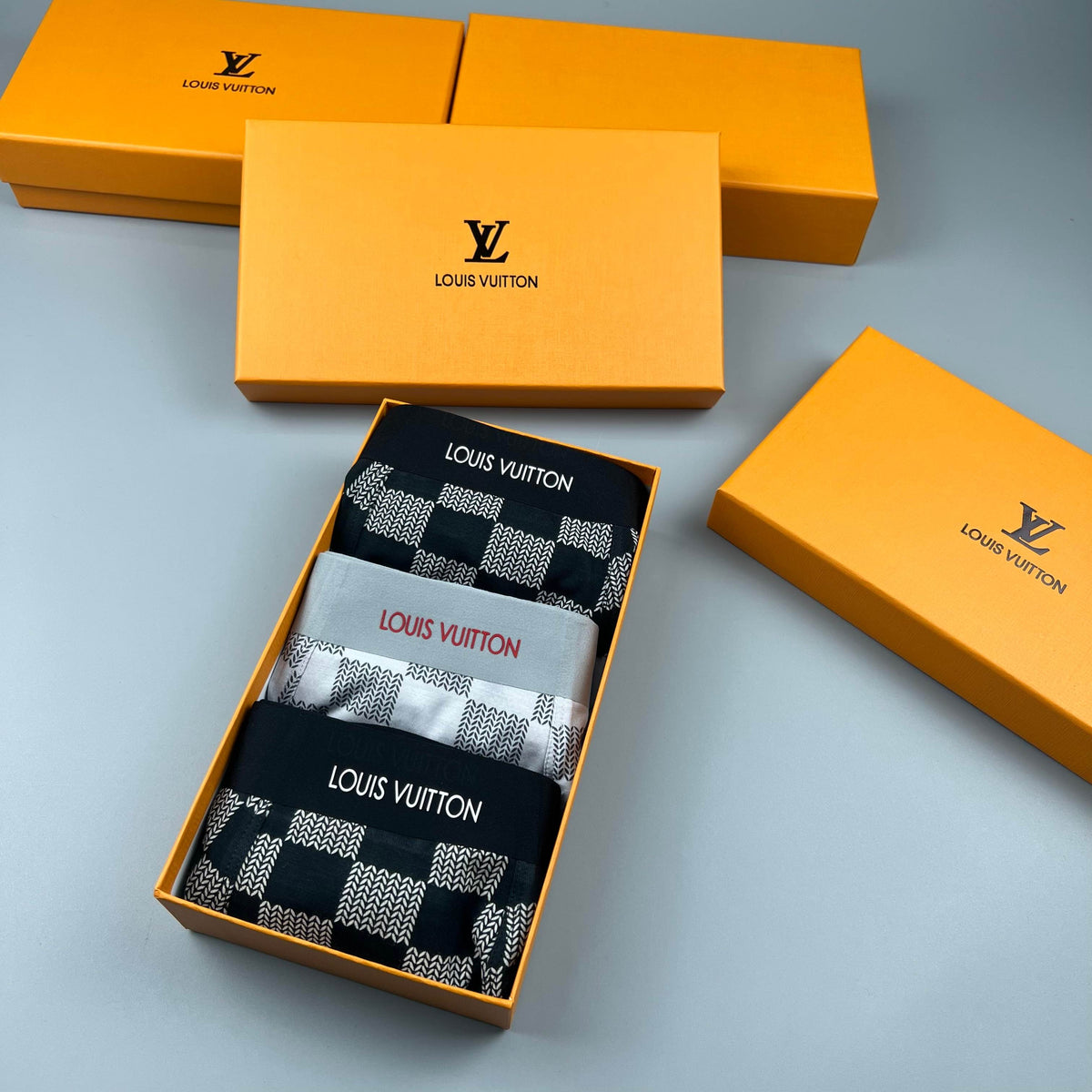 Louis Vuitton Grey White Checkerboard Pattern Boxer Briefs, image 8