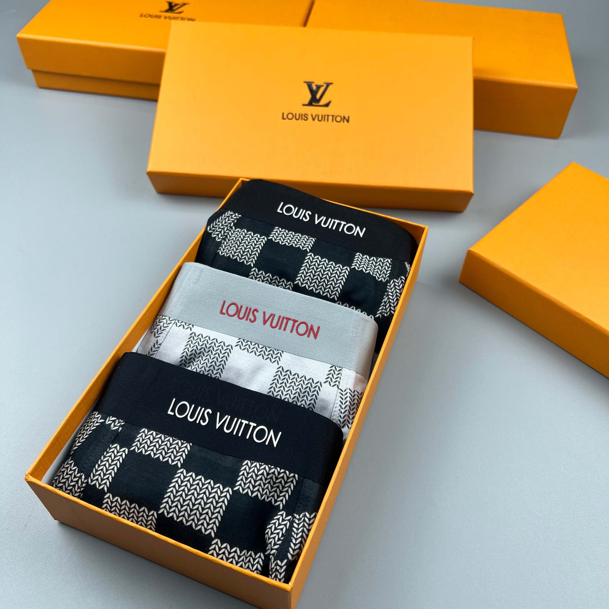 Louis Vuitton Grey White Checkerboard Pattern Boxer Briefs, image 9