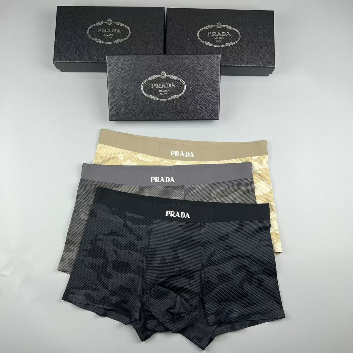 Prada Black Tonal Abstract Print Boxer Briefs, image 4