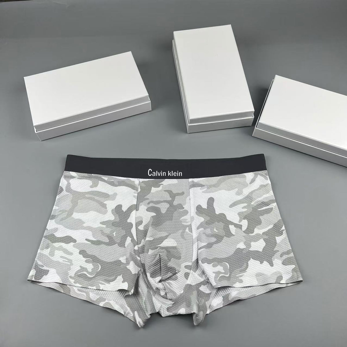 Calvin Klein Grey Camouflage Panel Boxer Briefs, image 1