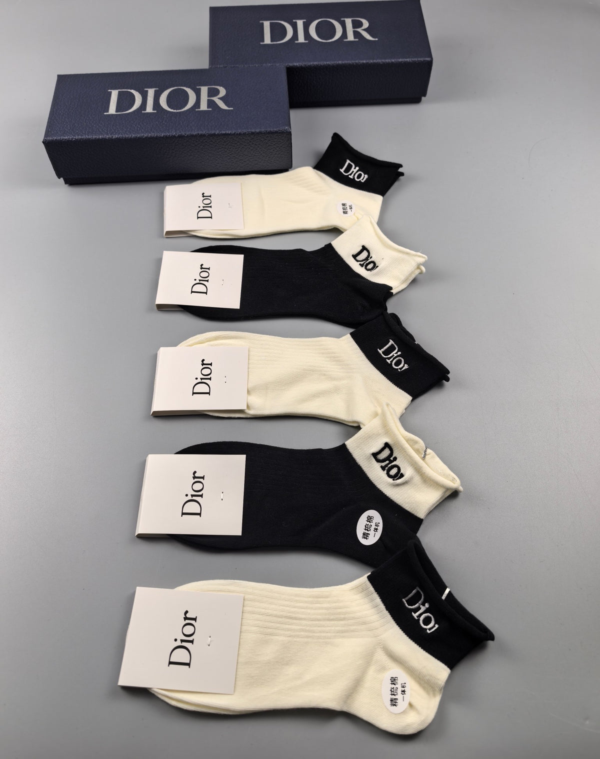 Dior Black Cream Small Ankle Motifs Ankle Socks, image 1