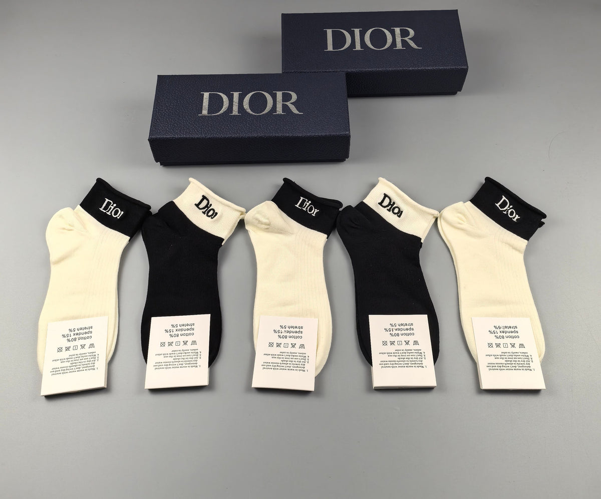 Dior Black Cream Small Ankle Motifs Ankle Socks, image 4