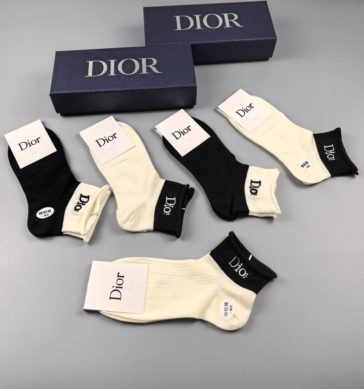 Dior Black Cream Small Ankle Motifs Ankle Socks, image 5