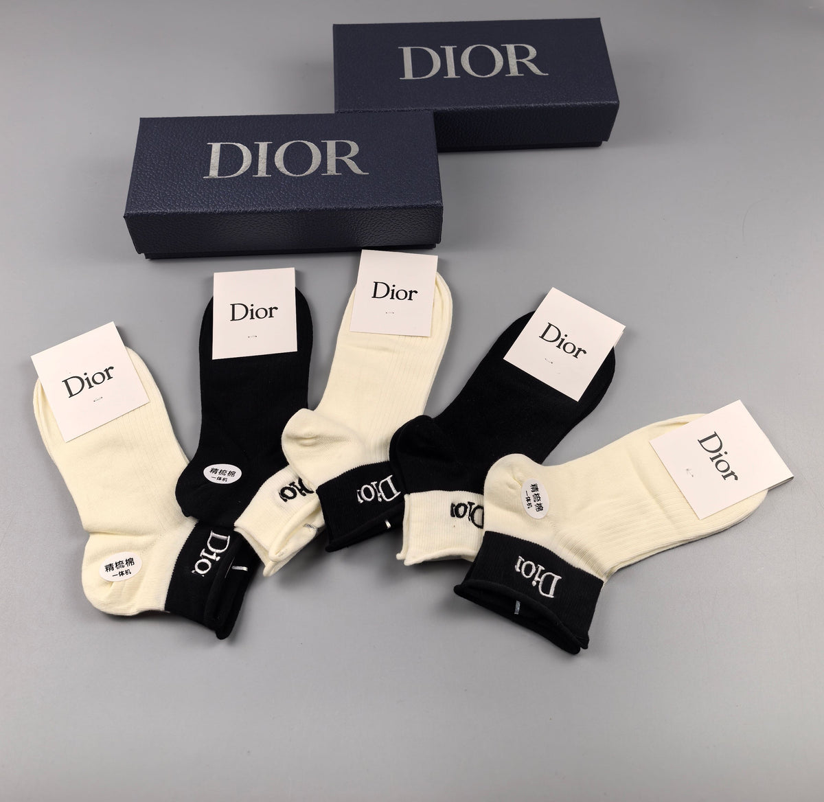 Dior Black Cream Small Ankle Motifs Ankle Socks, image 7