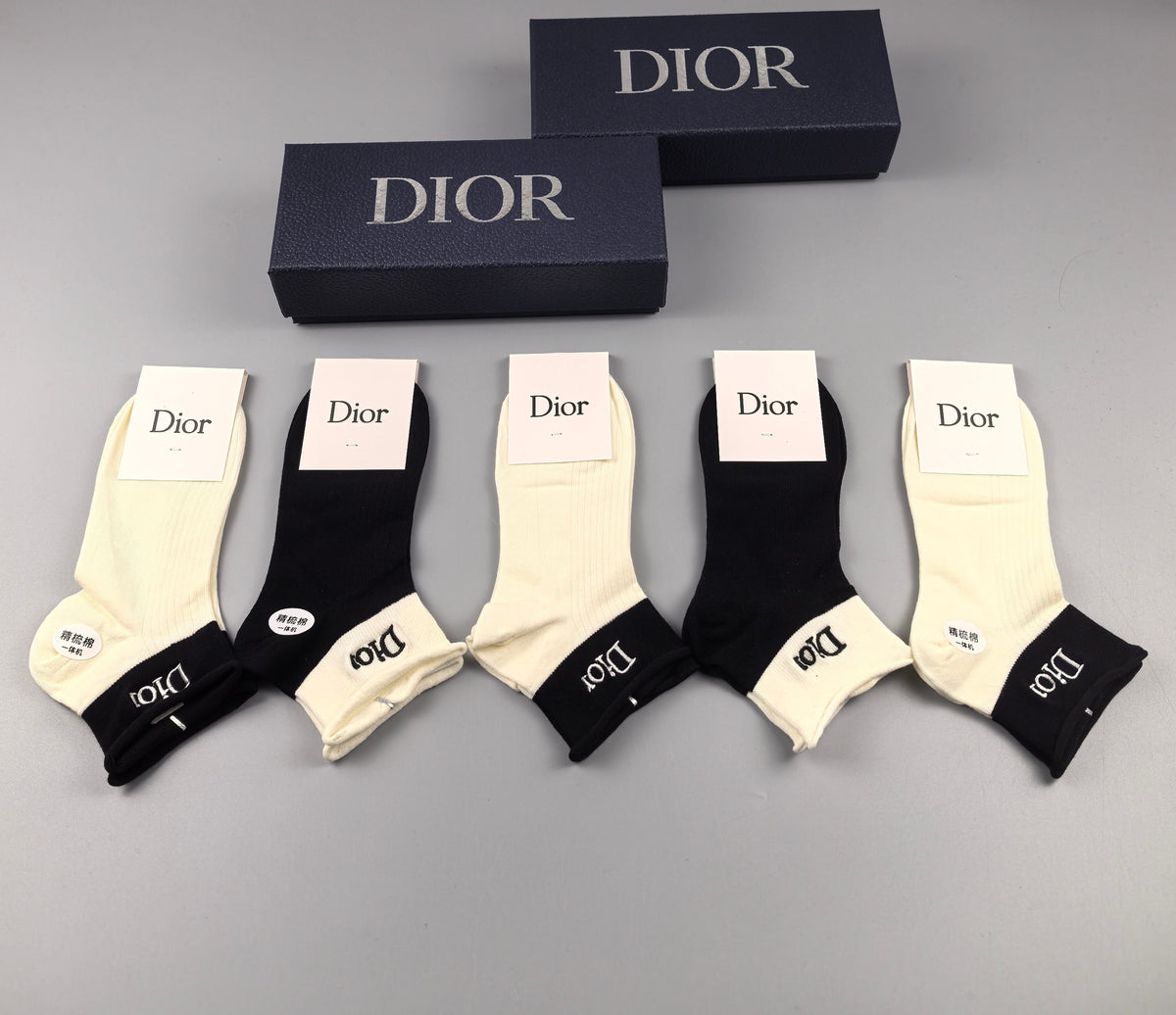 Dior Black Cream Small Ankle Motifs Ankle Socks, image 9