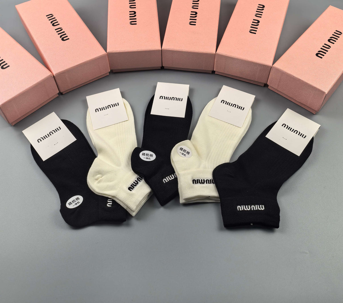 Miu Miu Black Cream Small Toe Circle Ankle Socks, image 7