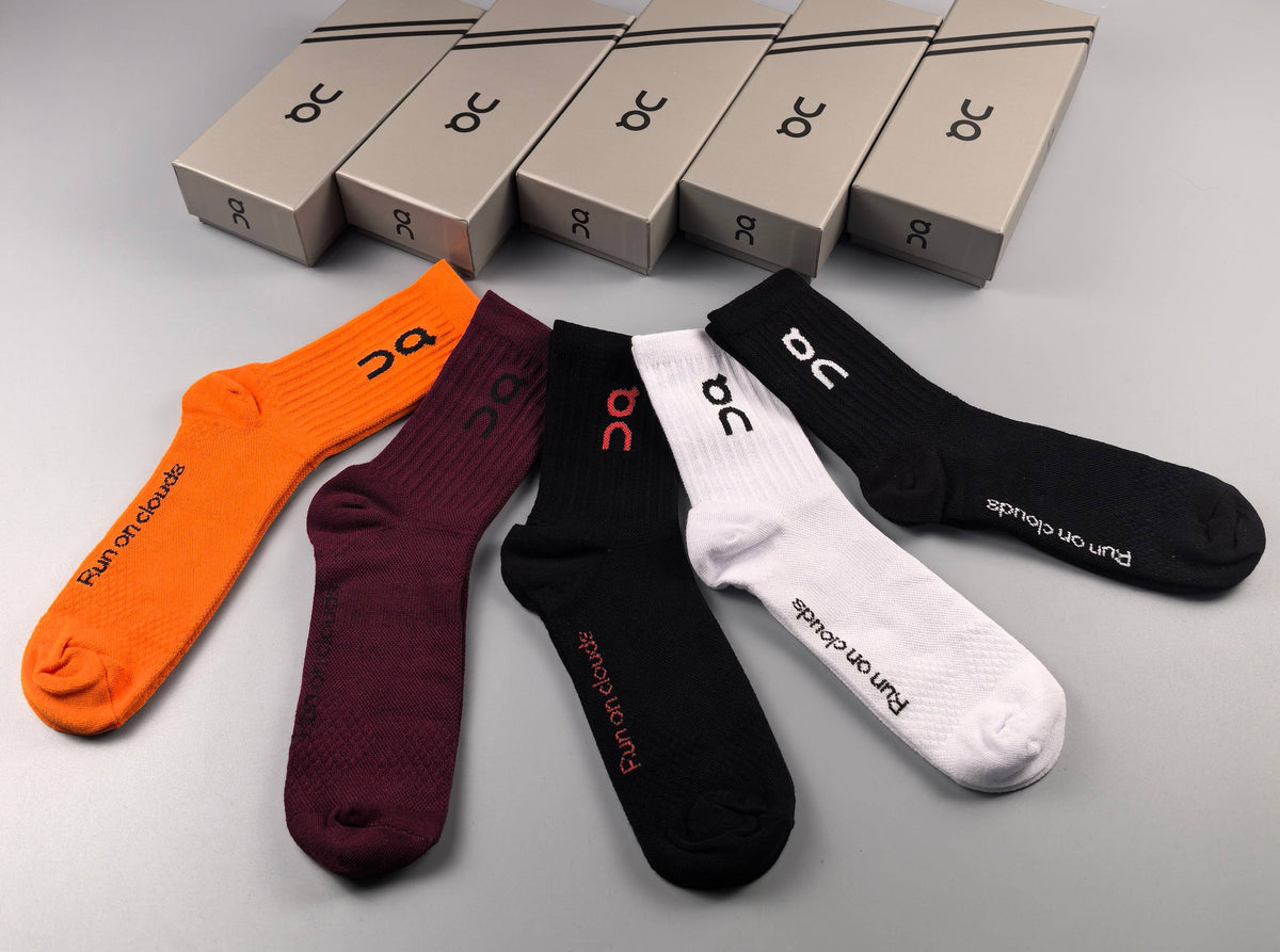 On Orange Burgundy Black Foot Text No-Show Socks, image 8