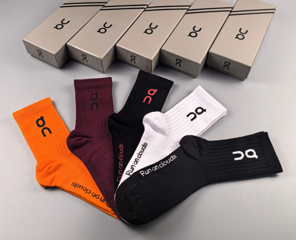 On Orange Burgundy Black Foot Text No-Show Socks, image 7