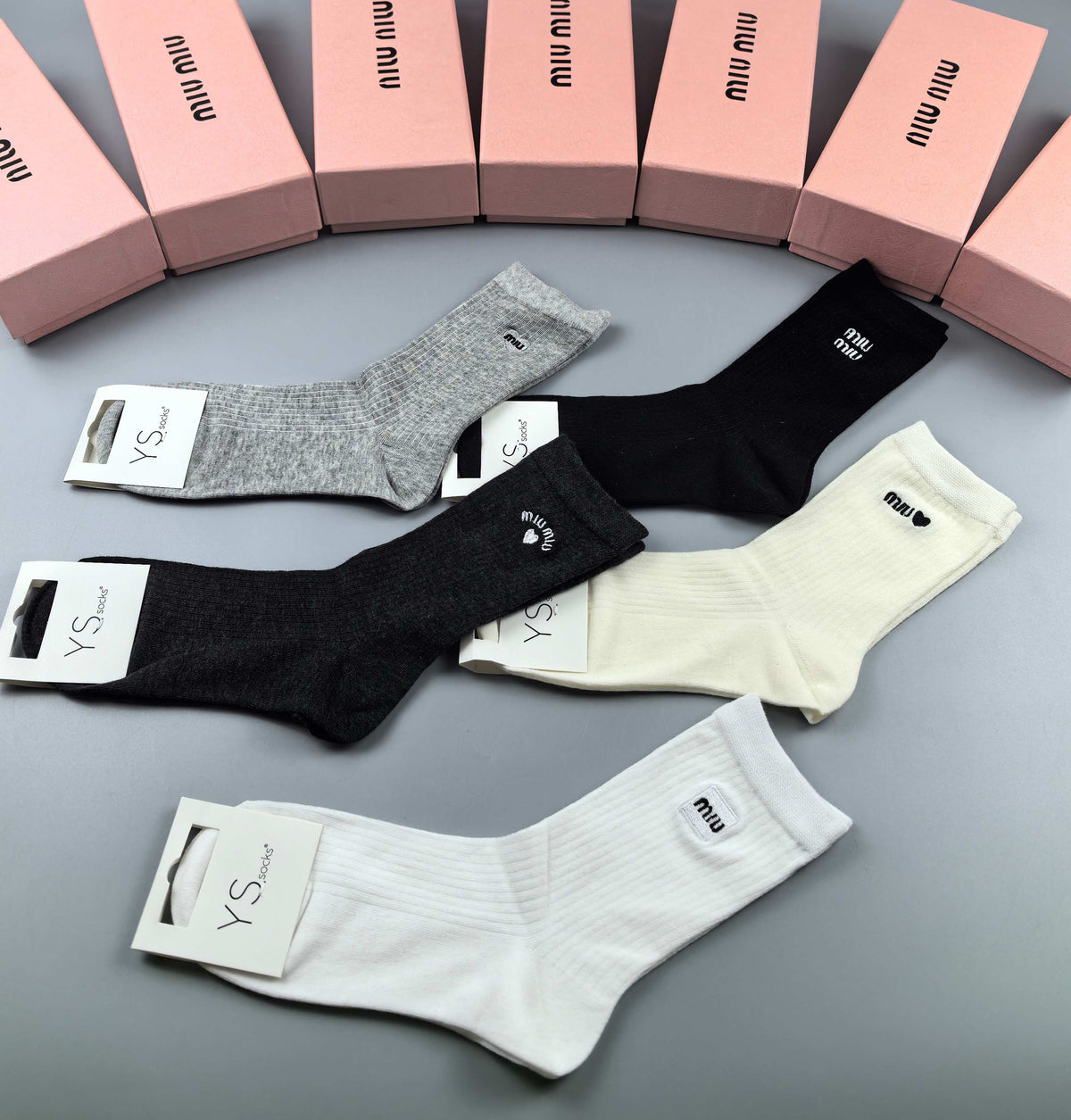 Miu Miu Black Grey White Small Side Wordmark Ankle Socks, image 4