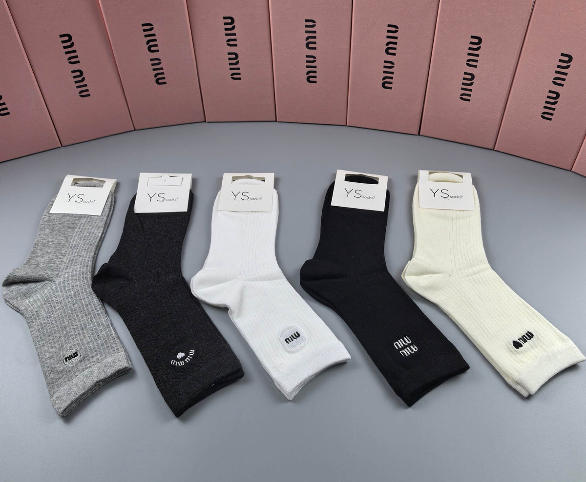 Miu Miu Black Grey White Small Side Wordmark Ankle Socks, image 9