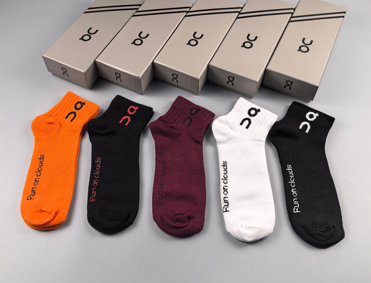 On Orange Burgundy Black Contrast Cuffs Crew Socks, image 9