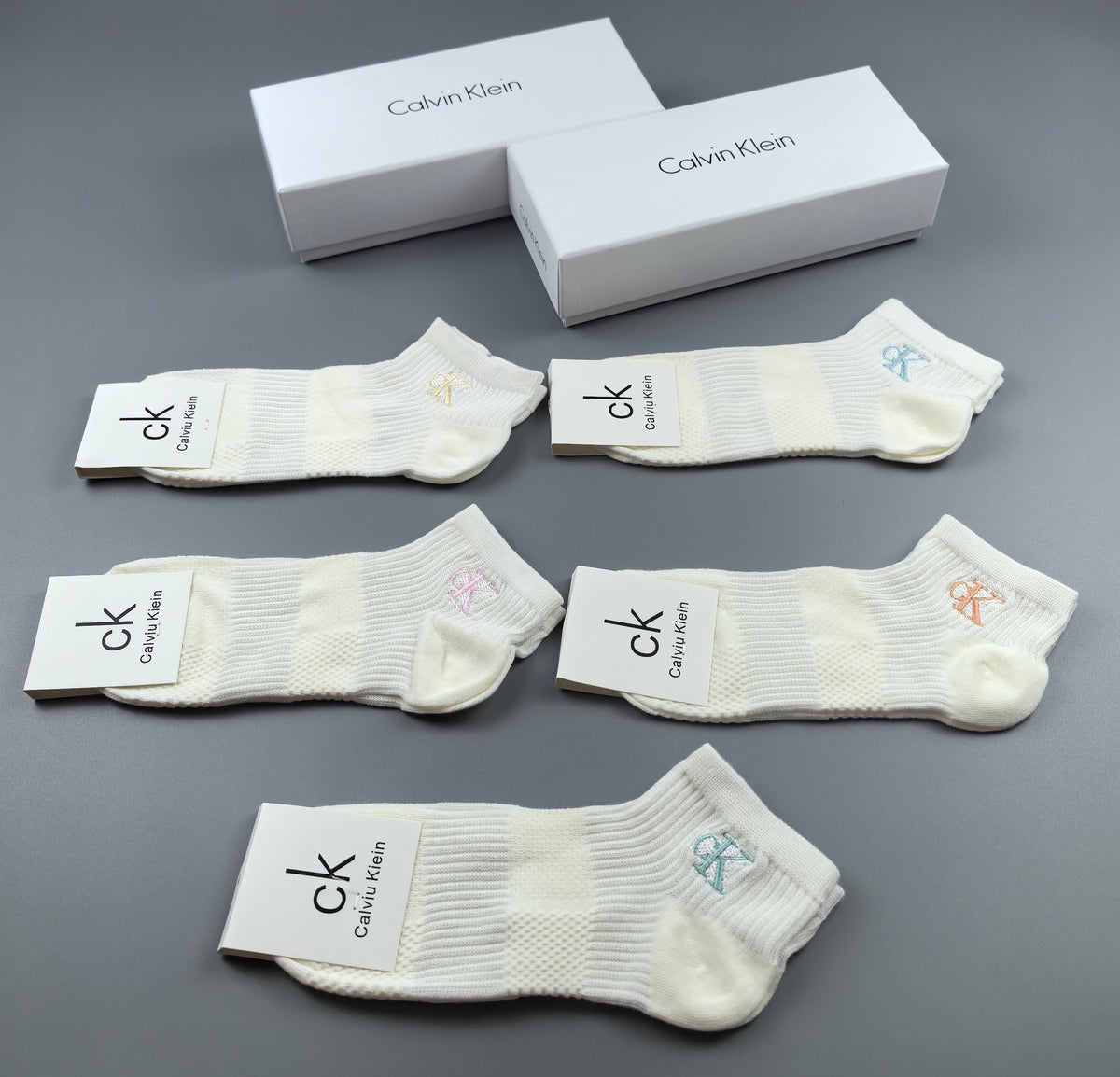 Calvin Klein White Small Monogram Ankle Ankle Socks, image 6
