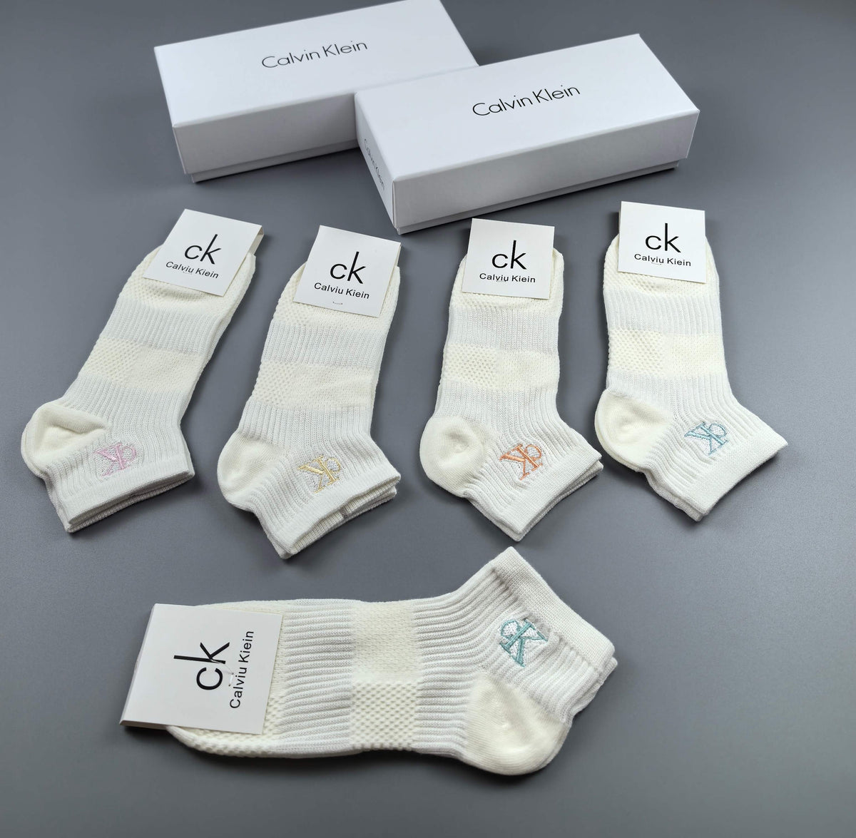 Calvin Klein White Small Monogram Ankle Ankle Socks, image 7