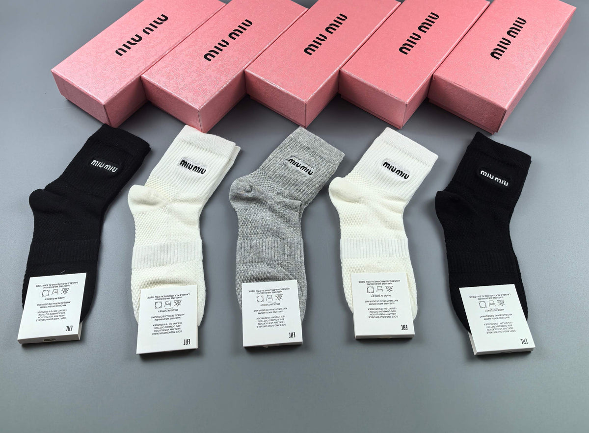 Miu Miu Neutral Large Wordmark Ankle Patches Ankle Socks, image 2