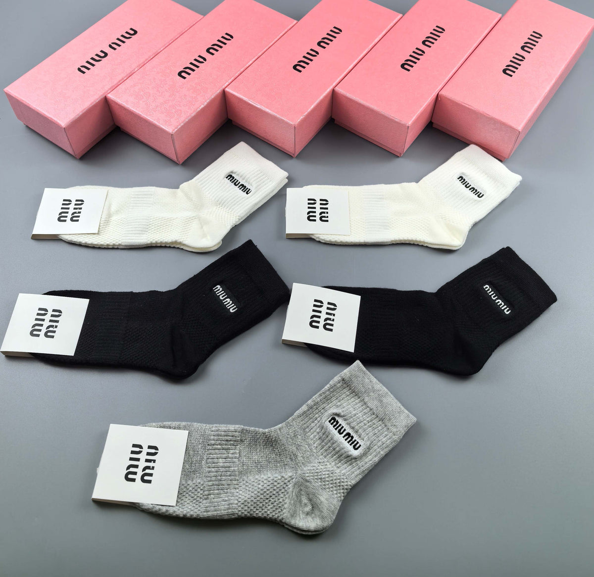 Miu Miu Neutral Large Wordmark Ankle Patches Ankle Socks, image 5