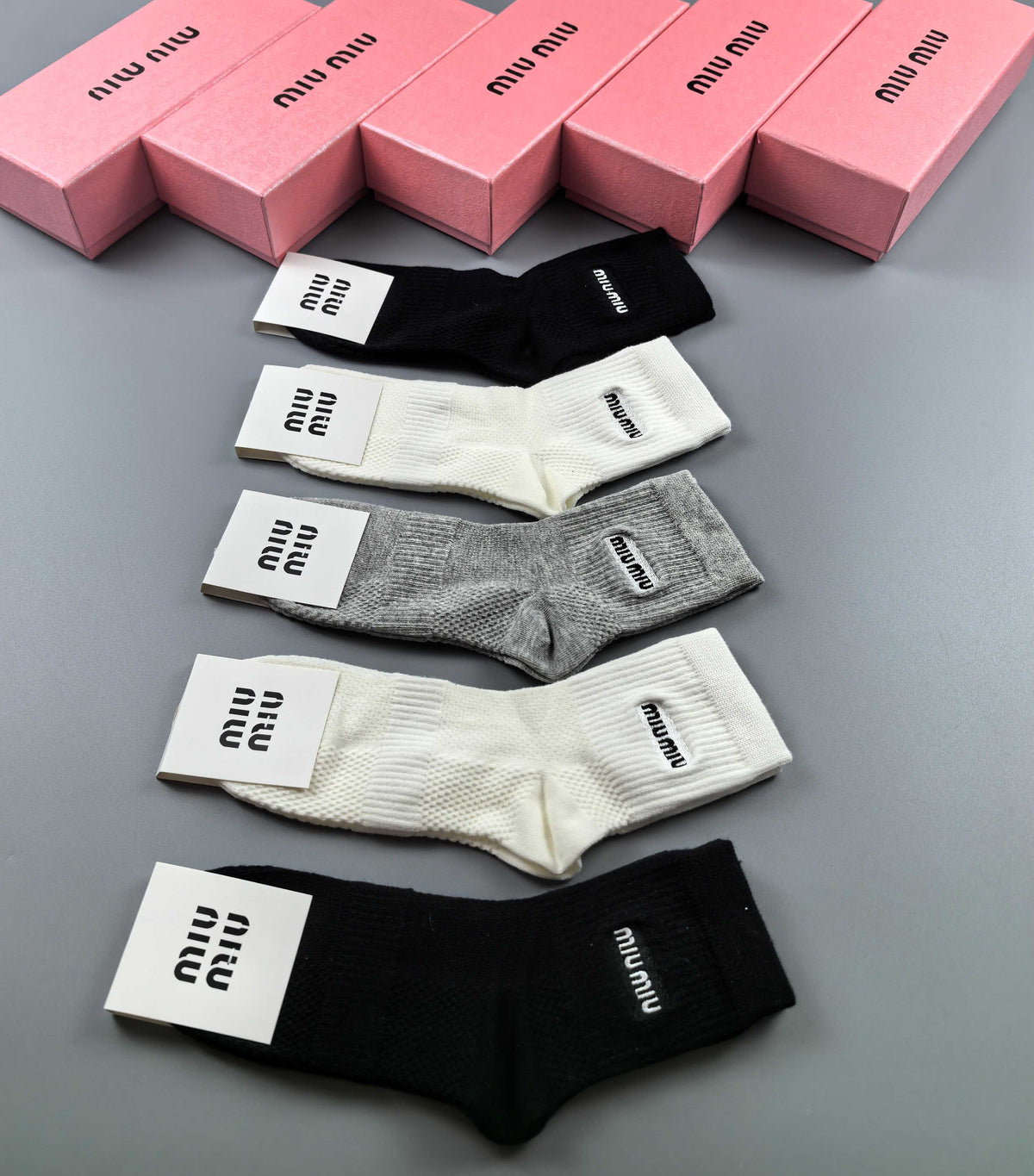 Miu Miu Neutral Large Wordmark Ankle Patches Ankle Socks, image 1