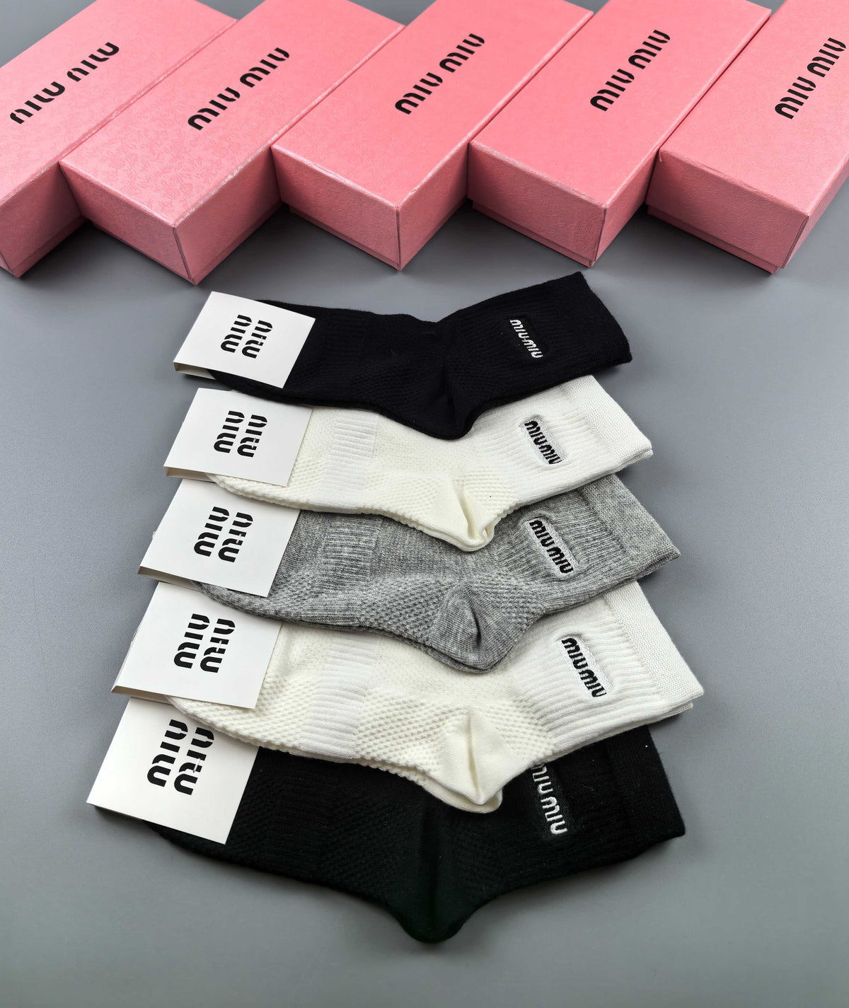 Miu Miu Neutral Large Wordmark Ankle Patches Ankle Socks, image 3