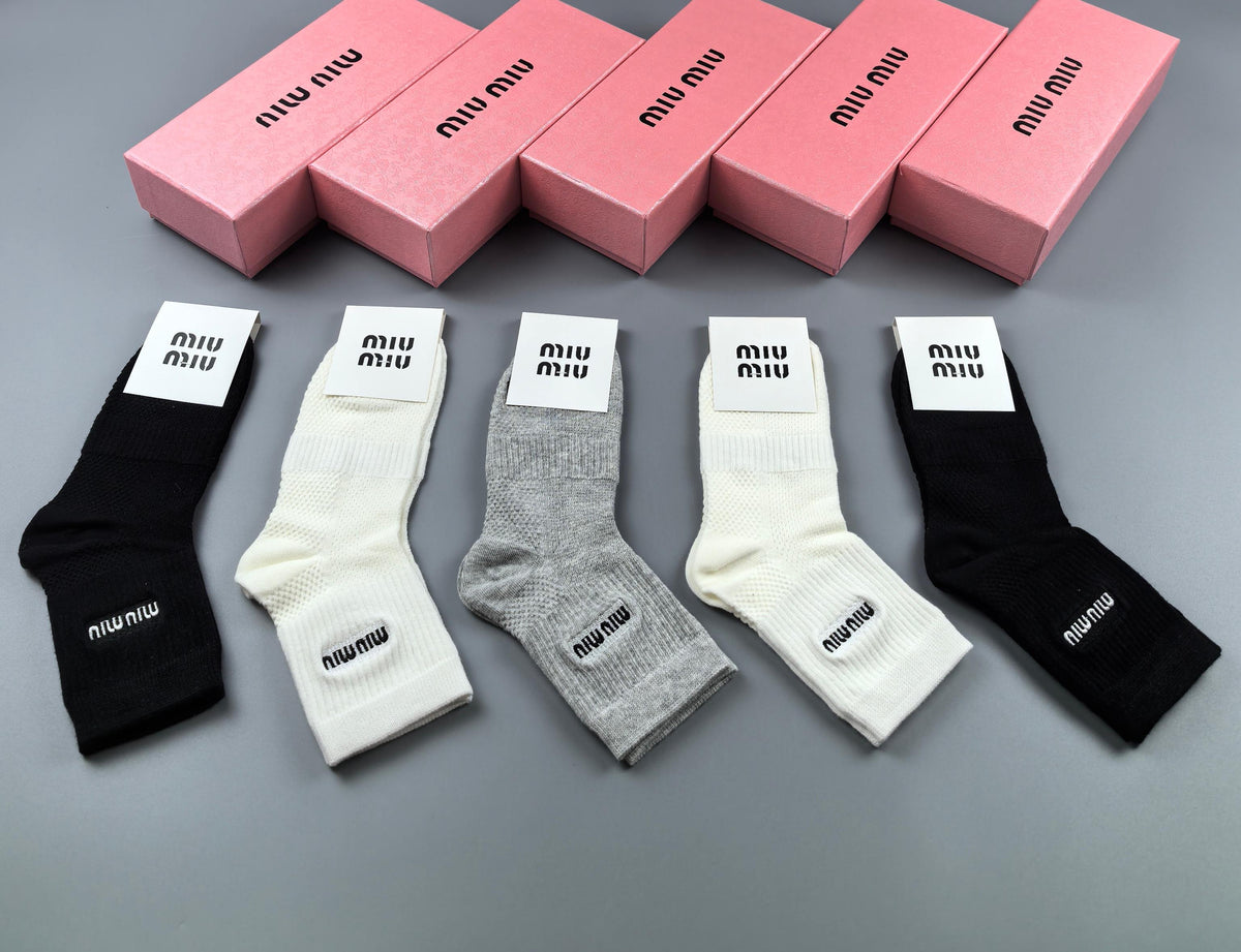 Miu Miu Neutral Large Wordmark Ankle Patches Ankle Socks, image 9