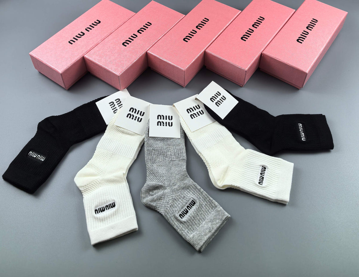Miu Miu Neutral Large Wordmark Ankle Patches Ankle Socks, image 8