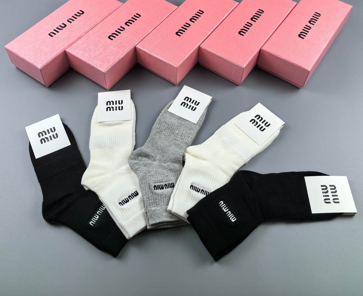 Miu Miu Neutral Large Wordmark Ankle Patches Ankle Socks, image 6