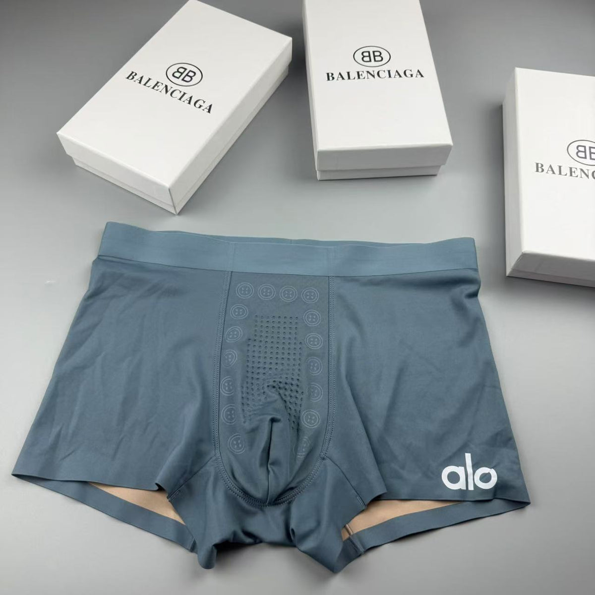 Alo Brown Contrast Orange Hem Boxer Briefs, image 2