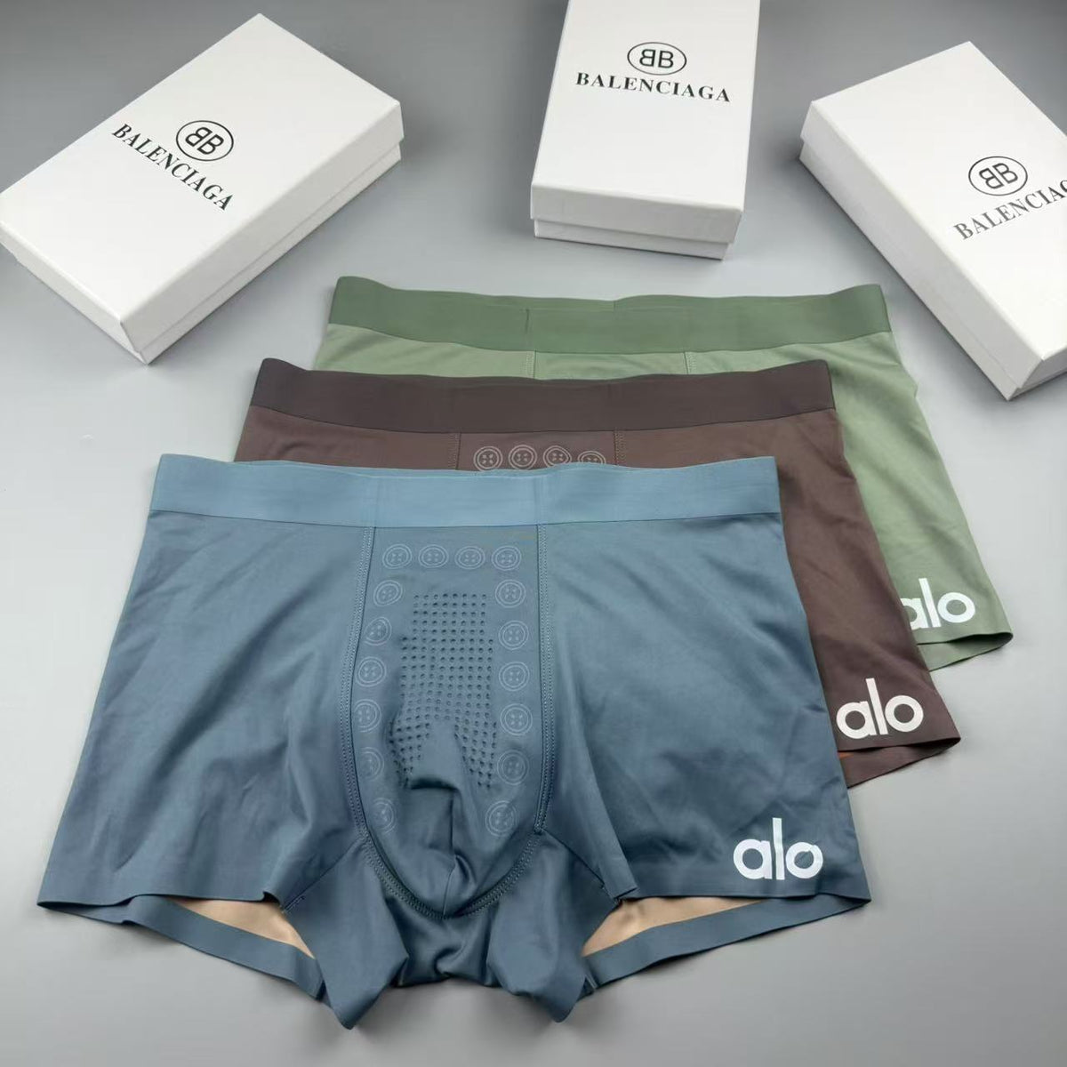Alo Brown Contrast Orange Hem Boxer Briefs, image 5