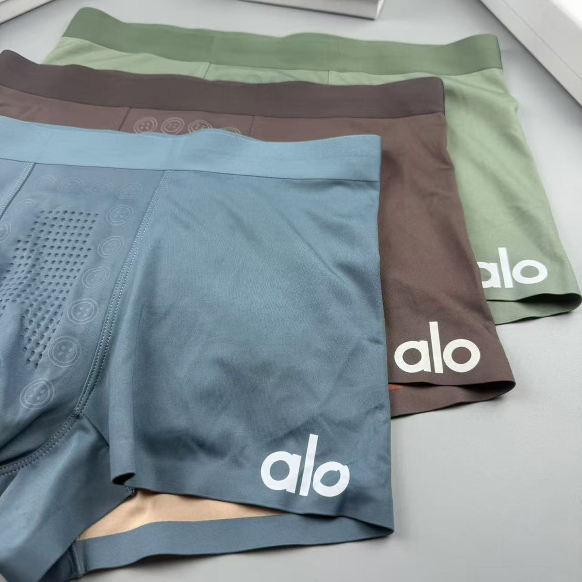 Alo Brown Contrast Orange Hem Boxer Briefs, image 6