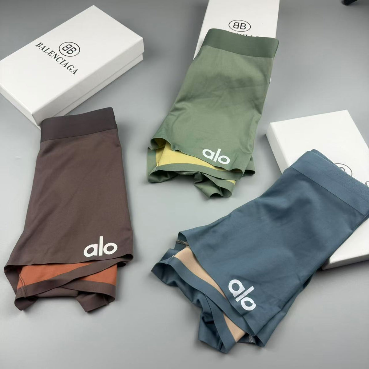 Alo Brown Contrast Orange Hem Boxer Briefs, image 9