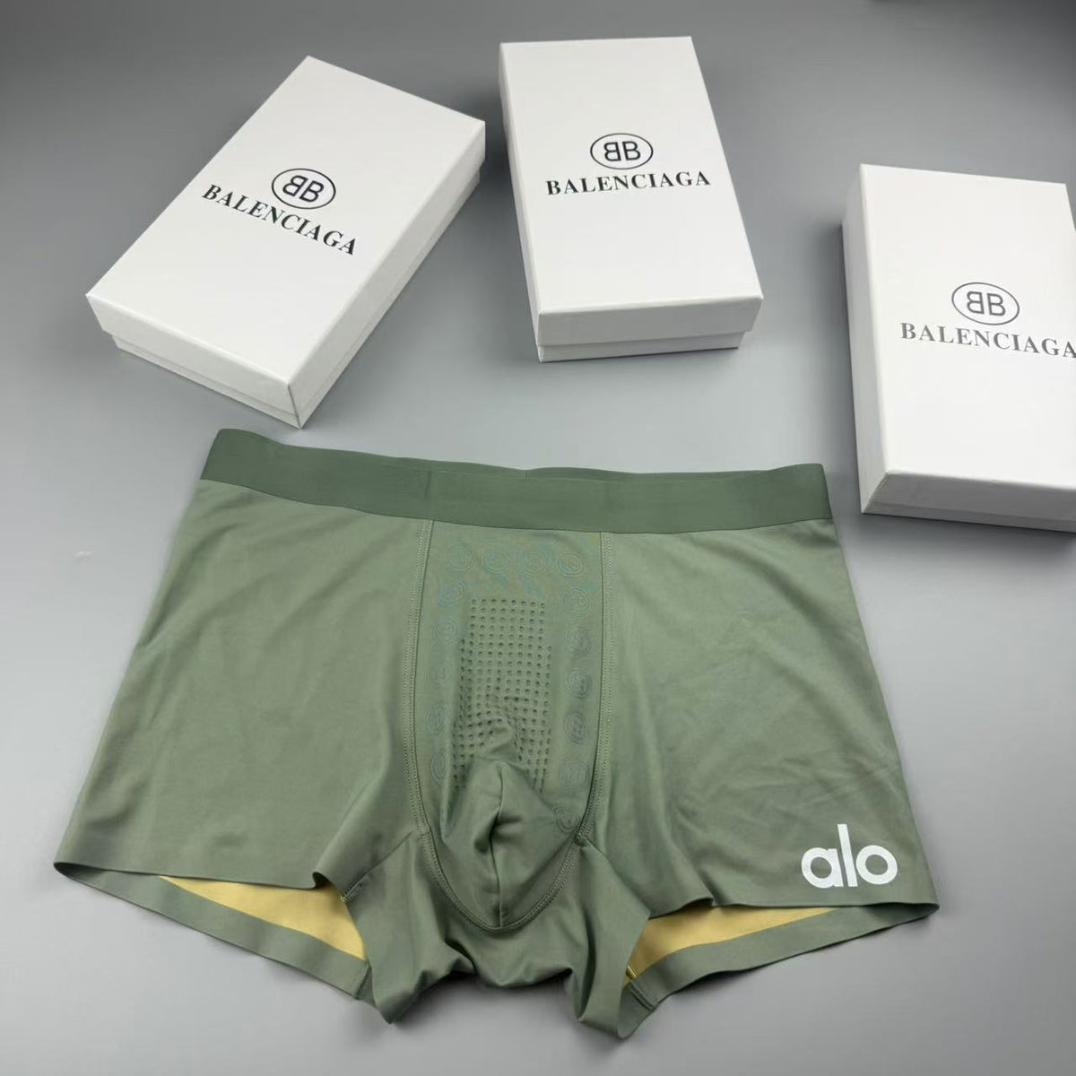 Alo Brown Contrast Orange Hem Boxer Briefs, image 3