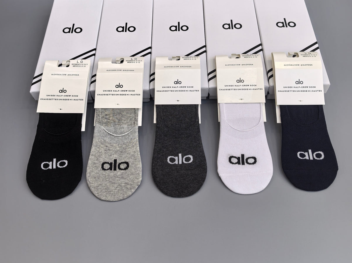 Alo White Grey Fine Ribbed Ankles Ankle Socks, image 6