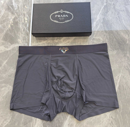 Prada Dark Grey Small Gold Triangle Waist Boxer Briefs, image 1