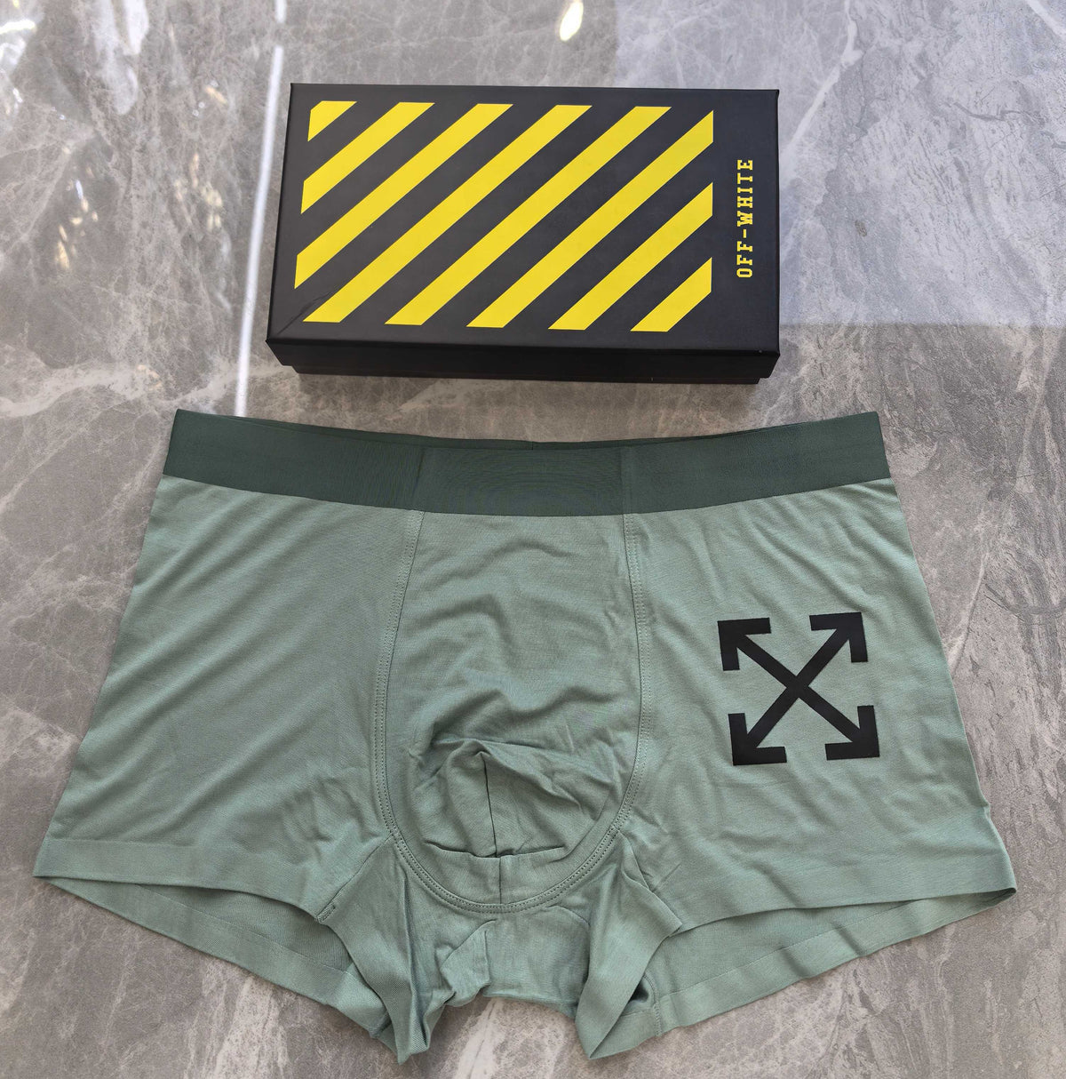 Off-White Green Black Waist Large Arrow Boxer Briefs, image 1