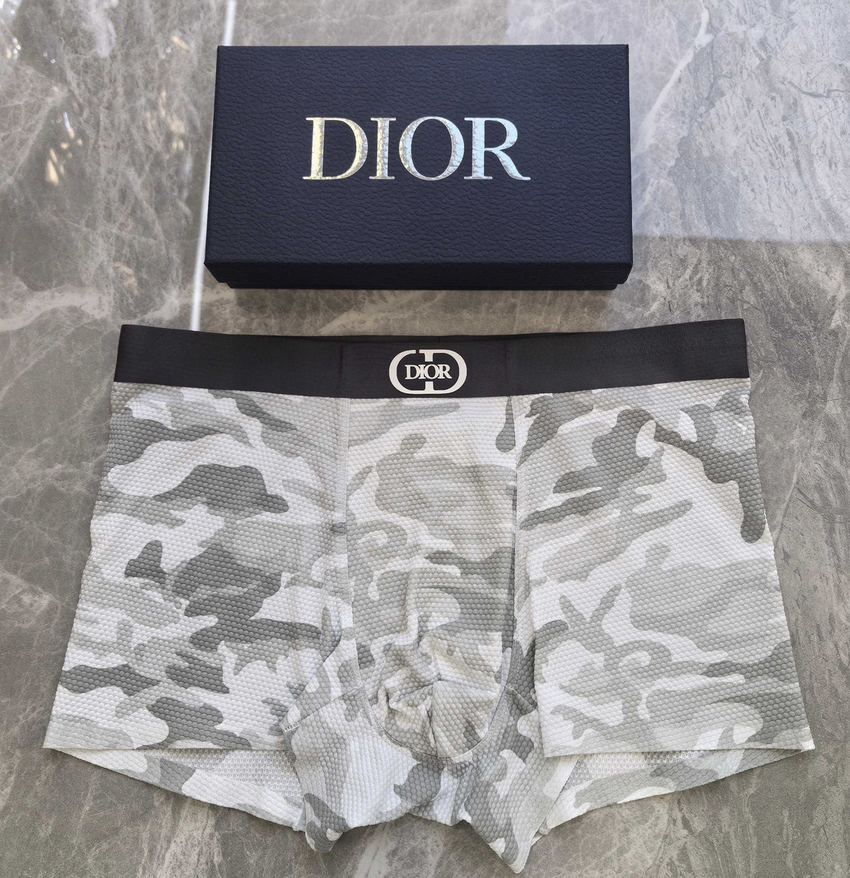 Dior Black Tonal Camouflage Double Letter Waist Boxer Briefs, image 2