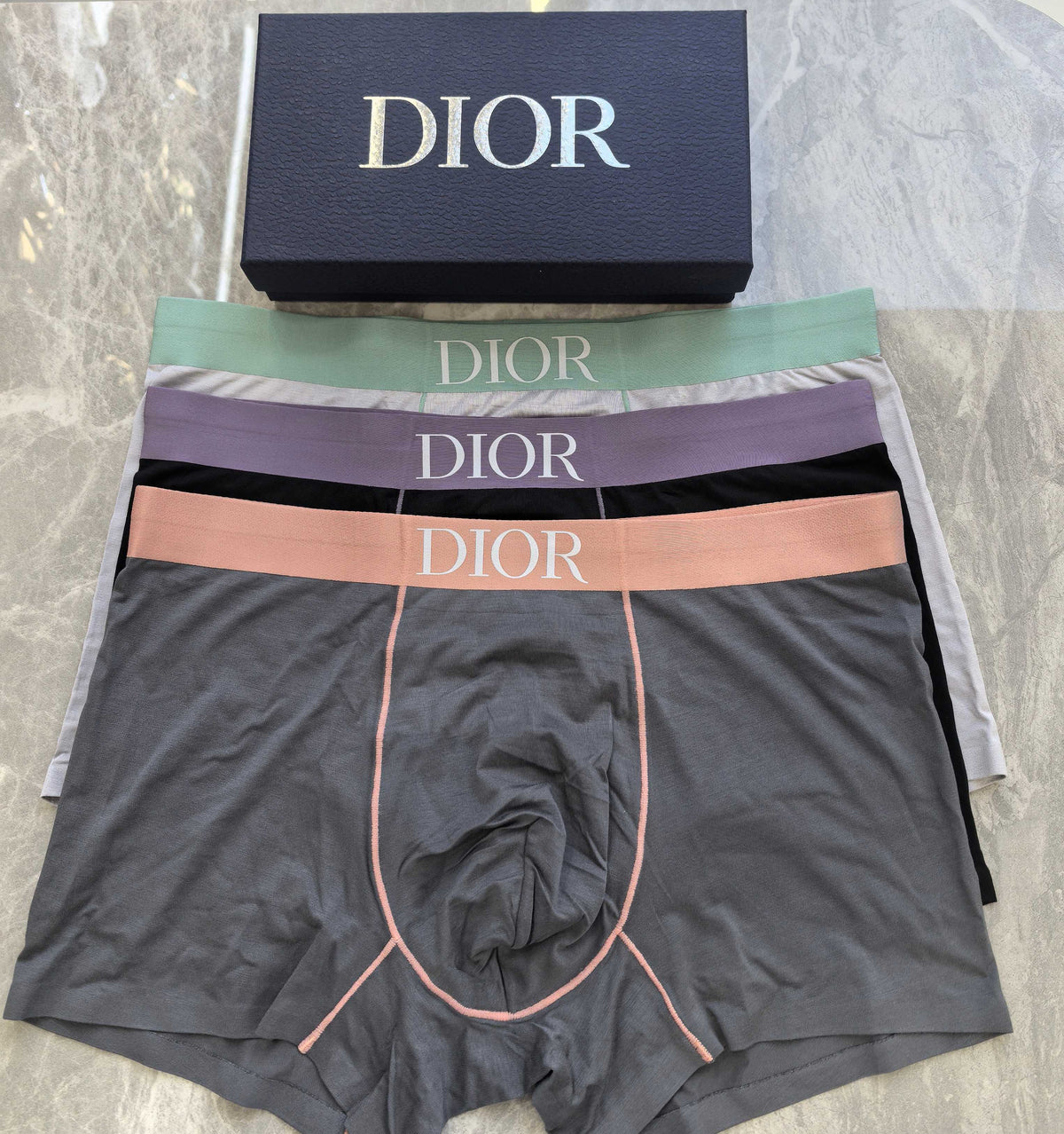 Dior Grey Peach Waist Contrast Seams Boxer Briefs, image 4