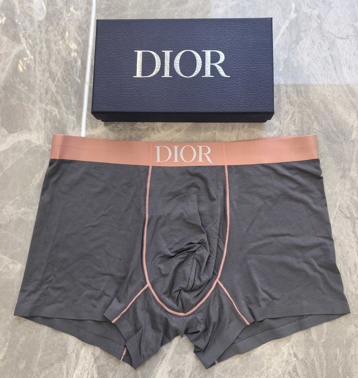 Dior Grey Peach Waist Contrast Seams Boxer Briefs, image 1