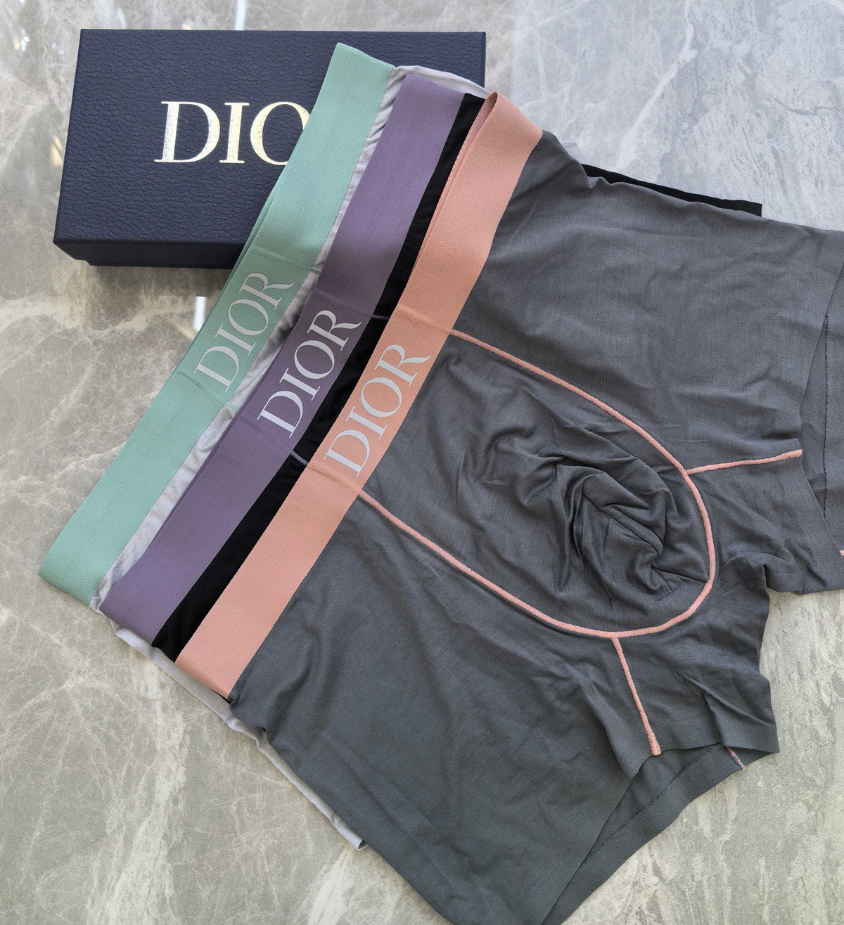 Dior Grey Peach Waist Contrast Seams Boxer Briefs, image 5
